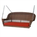 Jeco Jeco W00205S-C-FS018 Honey Wicker Porch Swing With Red Cushion W00205S-C-FS018